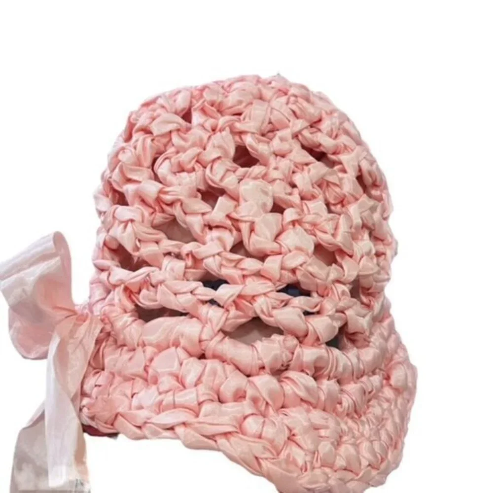 Satin Braided Ribbon‎ Pink Hat with Ribbon Pastel Holiday Spring Party Barbie
